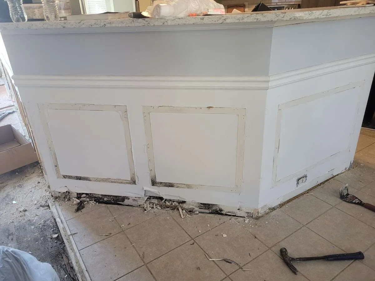 Water damage and mold on kitchen during Storm Damage Restoration in Hampton